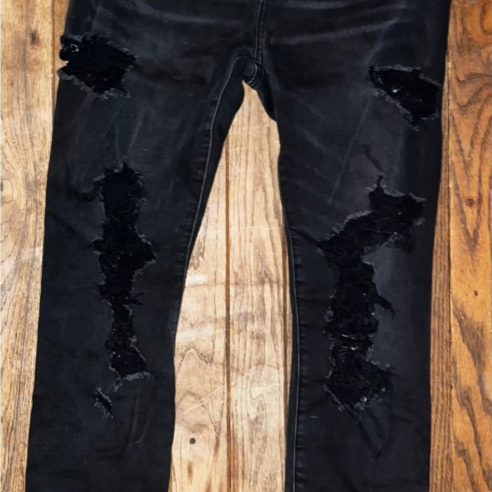 American Eagle Outfitters Black Skinny Distressed Jeans
